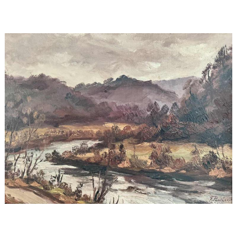 Fernand PONTHIER (1885-1952): « Ciel gris vallée de lOurthe à Sy »