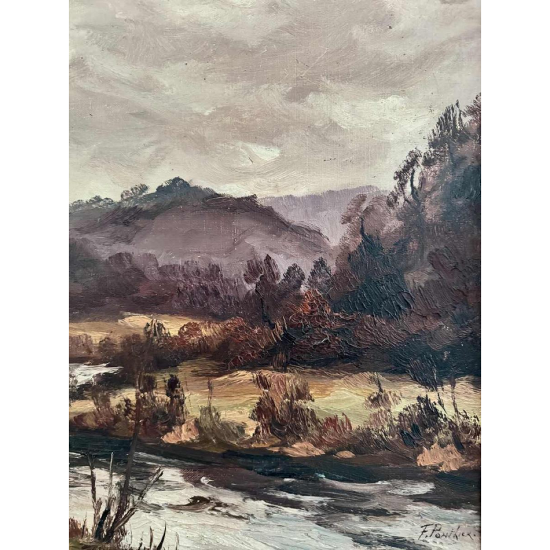 Fernand PONTHIER (1885-1952): 'Grijze hemel in de vallei van de Ourthe in Sy'