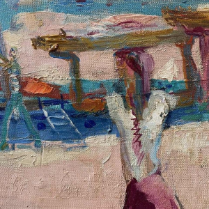 Paul DAXHELET: « Markt in the haven (van Sint Tropez ?) »