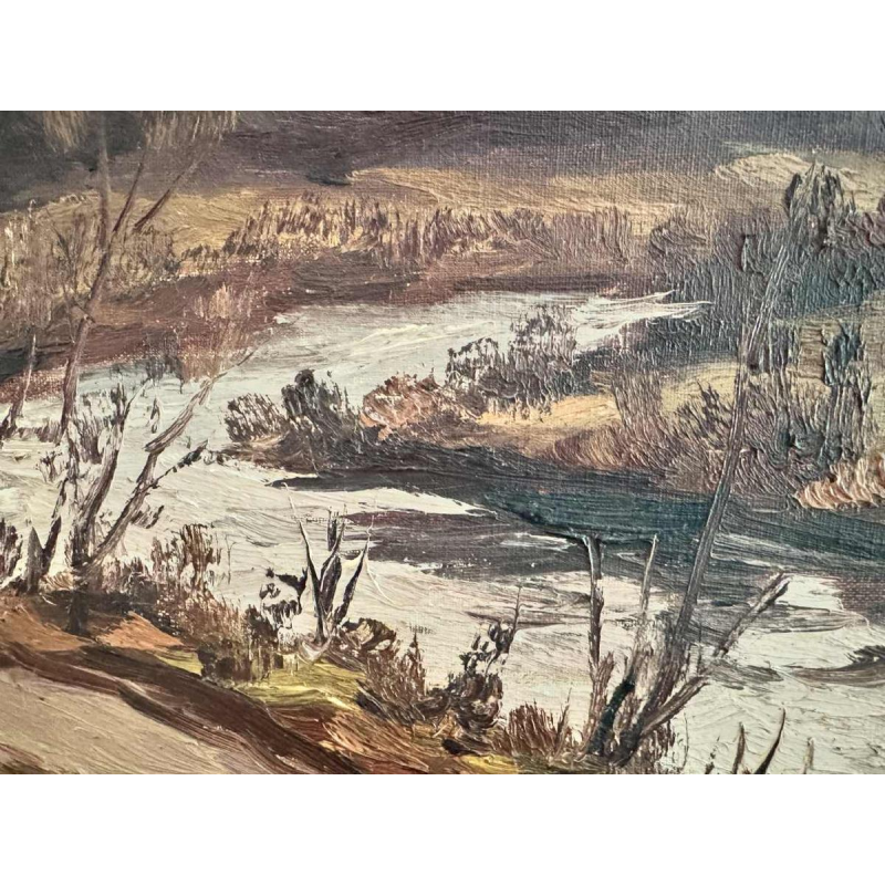 Fernand PONTHIER (1885-1952): "Grey sky Ourthe valley in Sy"