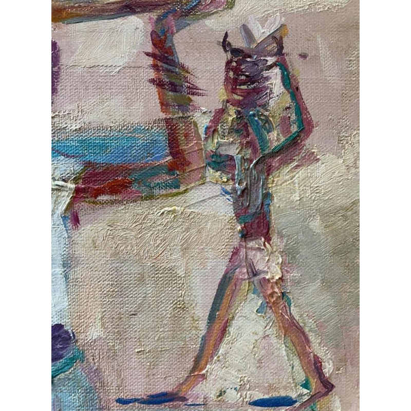 Paul DAXHELET (1905-1993) : « Marché sur le port (de Saint Tropez ?)»