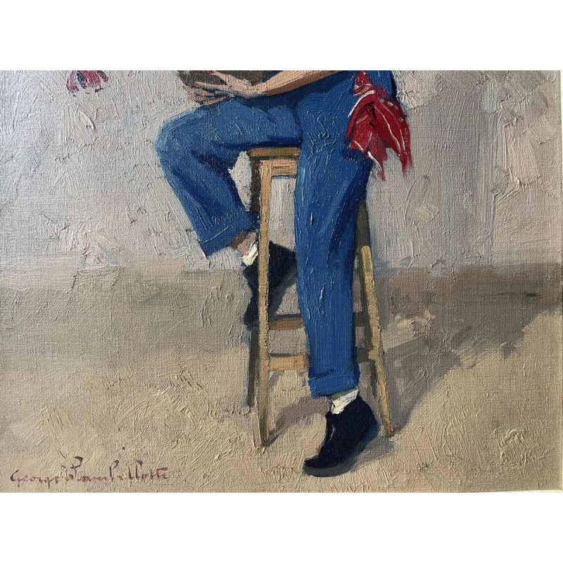 George LAMBILLOTTE (1915-1998): "Lulu - the young woman with the basket of flowers