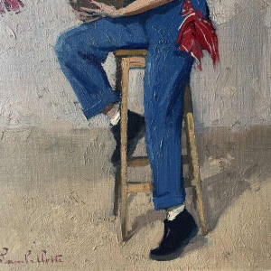 George LAMBILLOTTE (1915-1998): "Lulu - the young woman with the basket of flowers