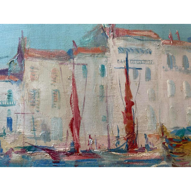 Paul DAXHELET: « Markt in the haven (van Sint Tropez ?) »