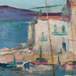 Paul DAXHELET (1905-1993) : « Marché sur le port (de Saint Tropez ?)»