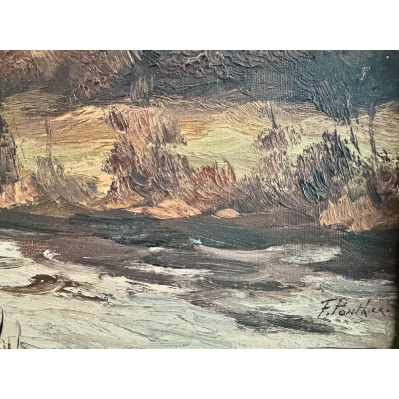 Fernand PONTHIER (1885-1952): 'Grijze hemel in de vallei van de Ourthe in Sy'