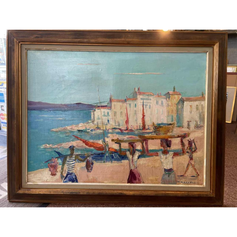 Paul DAXHELET: « Markt in the haven (van Sint Tropez ?) »