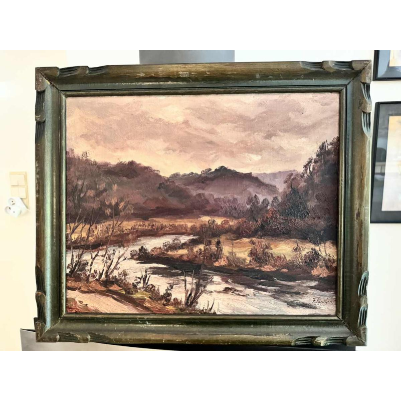 Fernand PONTHIER (1885-1952): « Ciel gris vallée de lOurthe à Sy »