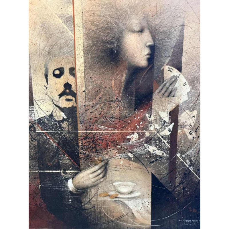 Jean-Claude DRESSE (1946-) « À la recherche du temps perdu (M. Proust)» peinture