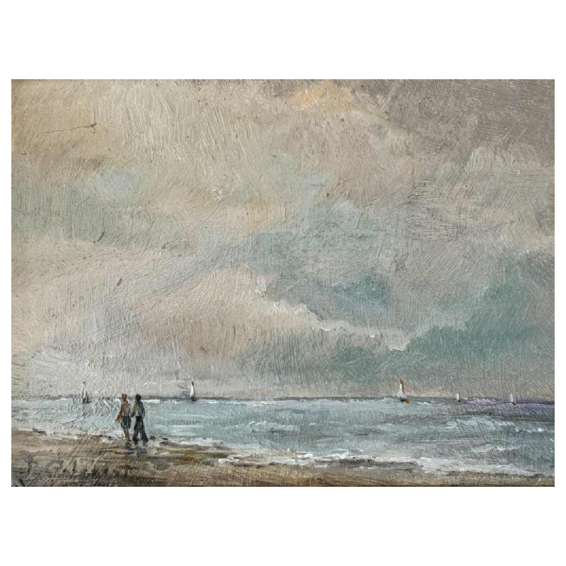 Prosper COLPAERT (1923-1990): promenade à la Mer du Nord peinture