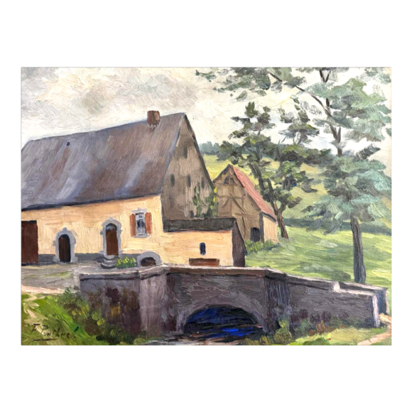 Fernand PONTHIER (1885-1952): «Ferme en Ardenne » peinture huile sur toile