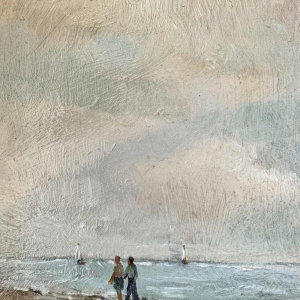 Prosper COLPAERT (1923-1990): promenade à la Mer du Nord peinture