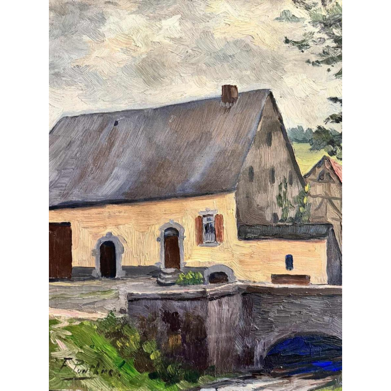 Fernand PONTHIER (1885-1952): «Ferme en Ardenne » peinture huile sur toile