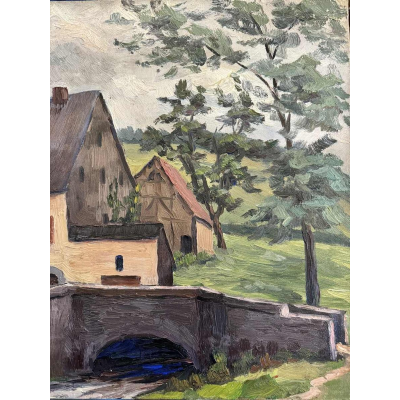 Fernand PONTHIER (1885-1952): «Ferme en Ardenne » peinture huile sur toile