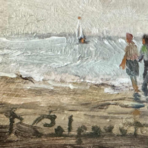 Prosper COLPAERT (1923-1990): Wandeling langs de Noord Zee schilderij