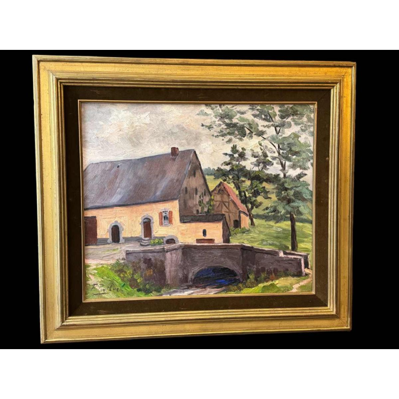 Fernand PONTHIER (1885-1952): "Farm in Ardenne » painting oil on canvas