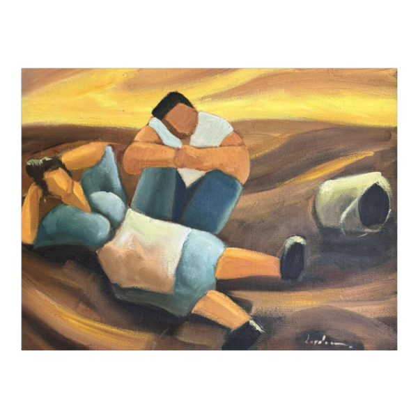 Milo DARDENNE : « Larrache des pommes de terre » peinture huile sur toile