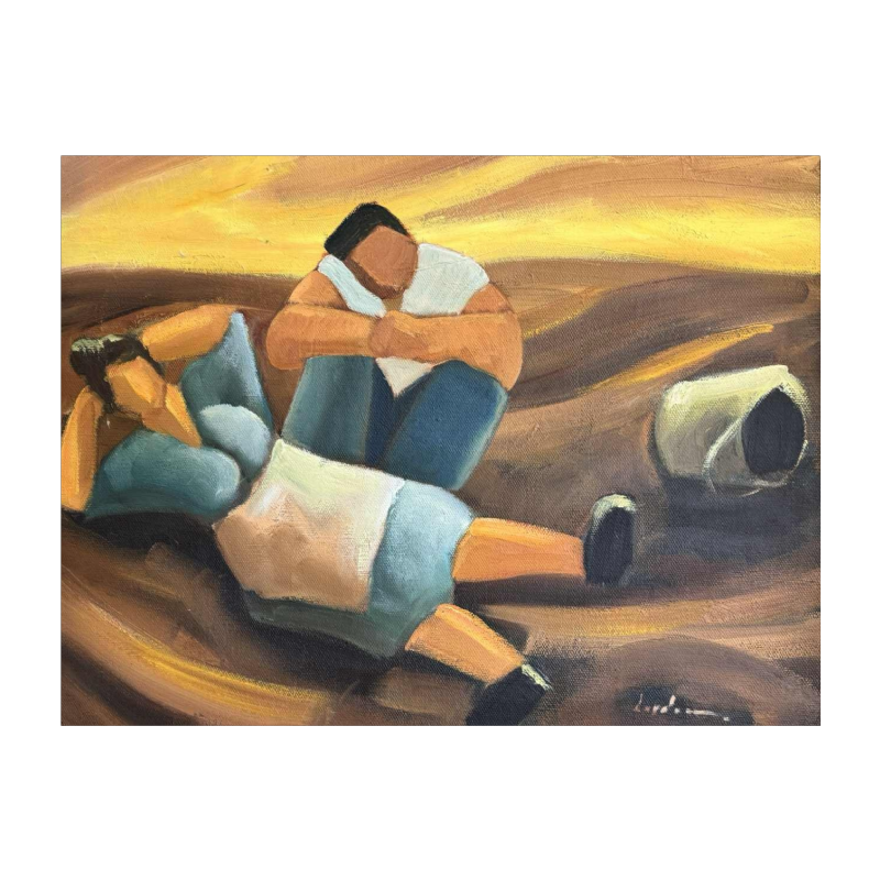 Milo DARDENNE : « The snatch of potatoes» painting oil on canvas