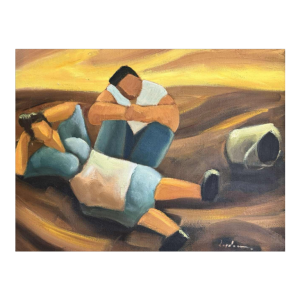 Milo DARDENNE : « Larrache des pommes de terre » peinture huile sur toile