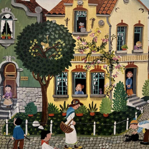 Marie-Louise BATARDY « Street of the beautiful world » painting oil on canvas, ca 1980