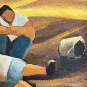 Milo DARDENNE : « Larrache des pommes de terre » peinture huile sur toile