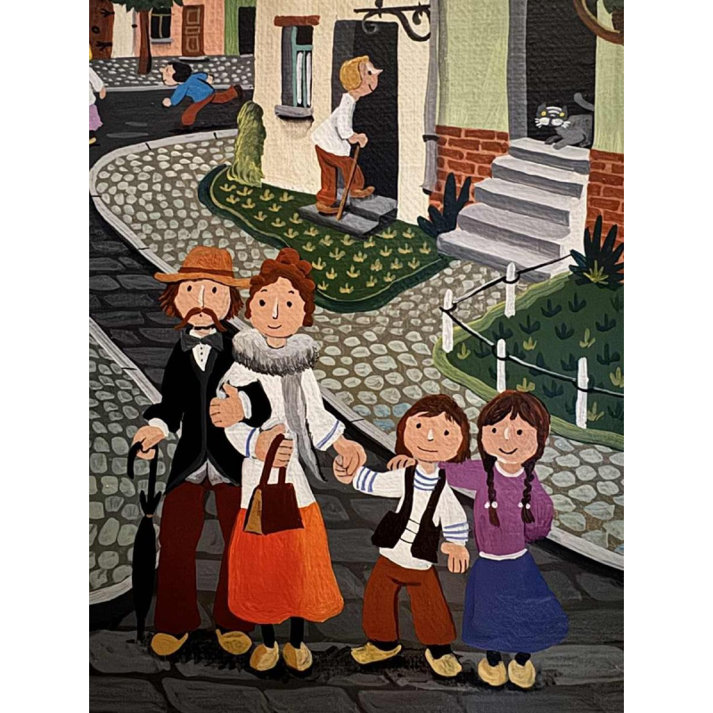 Marie-Louise BATARDY « Straat van de mooie wereld » schilderij olie op doek, ca 1980