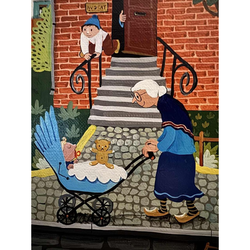 Marie-Louise BATARDY « Street of the beautiful world » painting oil on canvas, ca 1980