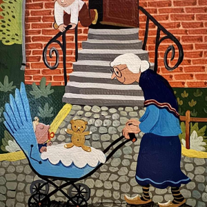 Marie-Louise BATARDY « Straat van de mooie wereld » schilderij olie op doek, ca 1980