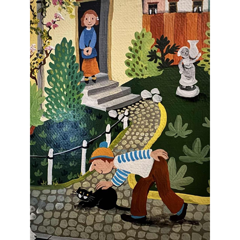 Marie-Louise BATARDY « Street of the beautiful world » painting oil on canvas, ca 1980