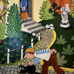 Marie-Louise BATARDY « Straat van de mooie wereld » schilderij olie op doek, ca 1980