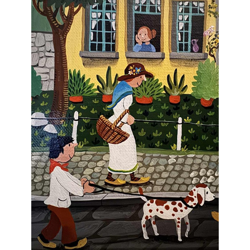 Marie-Louise BATARDY « Street of the beautiful world » painting oil on canvas, ca 1980