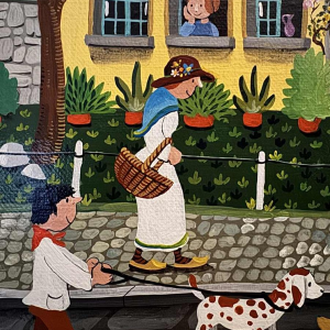 Marie-Louise BATARDY « Rue du beau monde » peinture huile sur toile, ca 1980