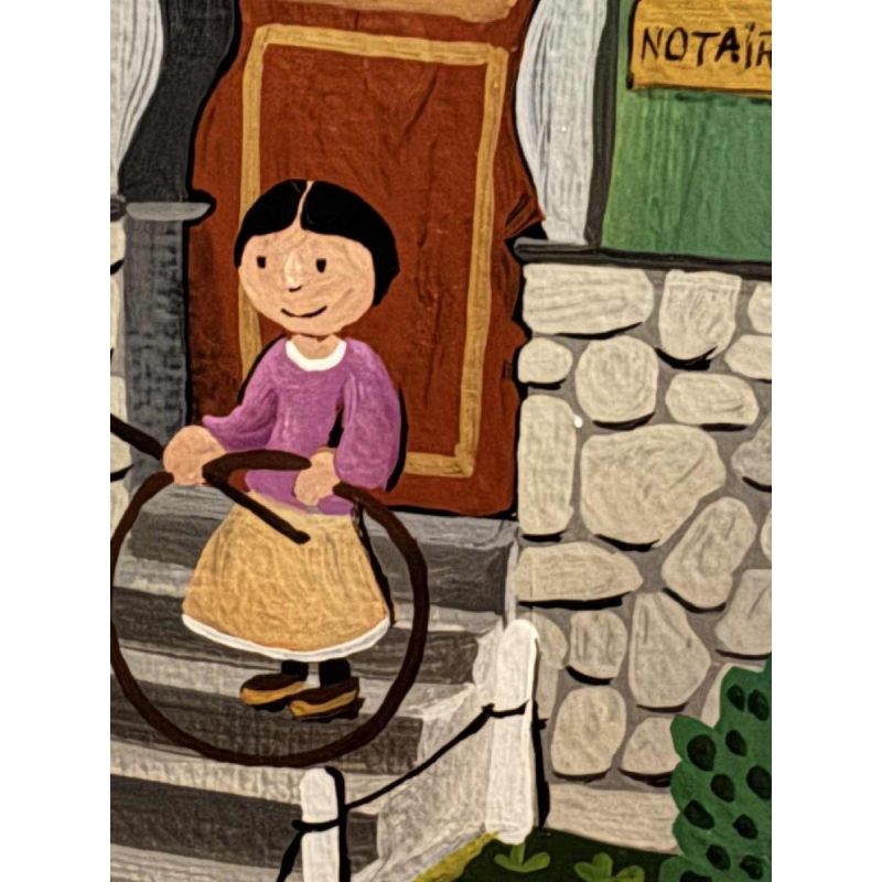 Marie-Louise BATARDY « Rue du beau monde » peinture huile sur toile, ca 1980