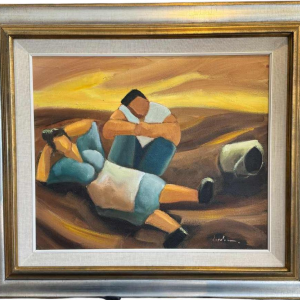 Milo DARDENNE : « Larrache des pommes de terre » peinture huile sur toile