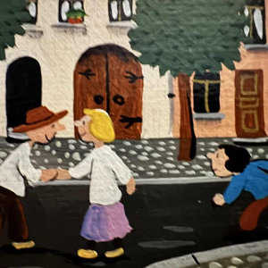 Marie-Louise BATARDY « Street of the beautiful world » painting oil on canvas, ca 1980