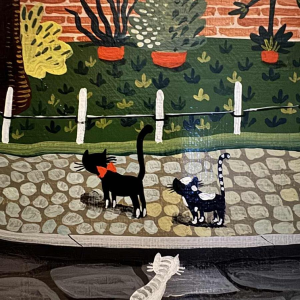 Marie-Louise BATARDY « Rue du beau monde » peinture huile sur toile, ca 1980