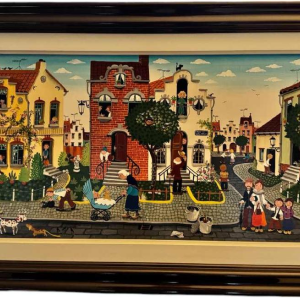 Marie-Louise BATARDY « Rue du beau monde » peinture huile sur toile, ca 1980