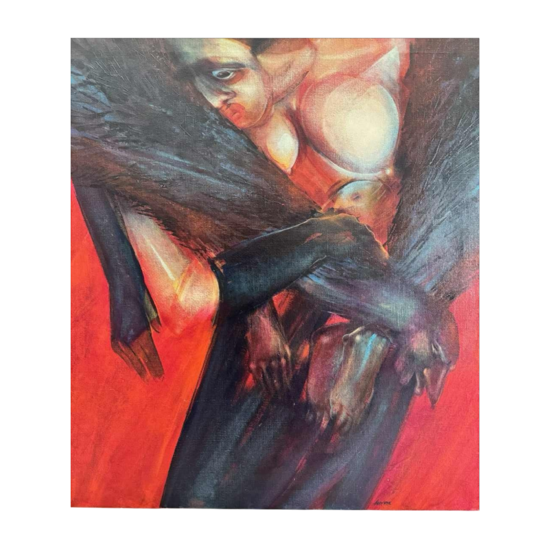 Simone TOUSSAINT « Le trophée » 80x70 cm peinture huile sur toile