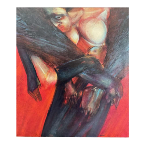 Simone TOUSSAINT « Le trophée » 80x70 cm schilderij oiie op doek