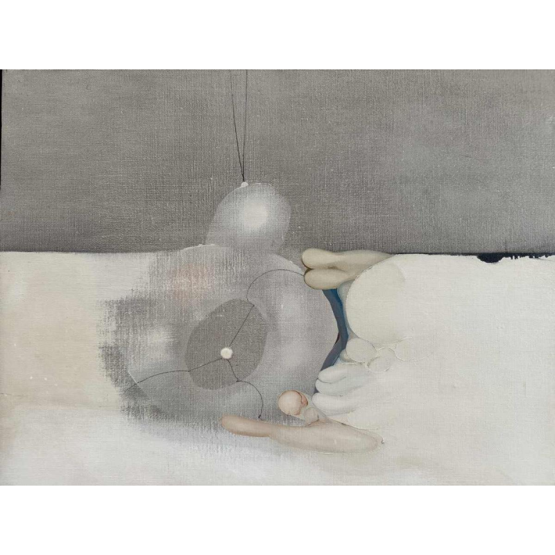 André SPRUMONT « Dans l’attente de l’Aube I » abstract painting oil on canvas