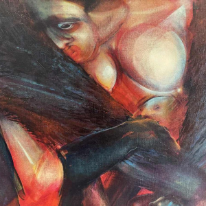 Simone TOUSSAINT « Le trophée » 80x70 cm painting oil on canvas