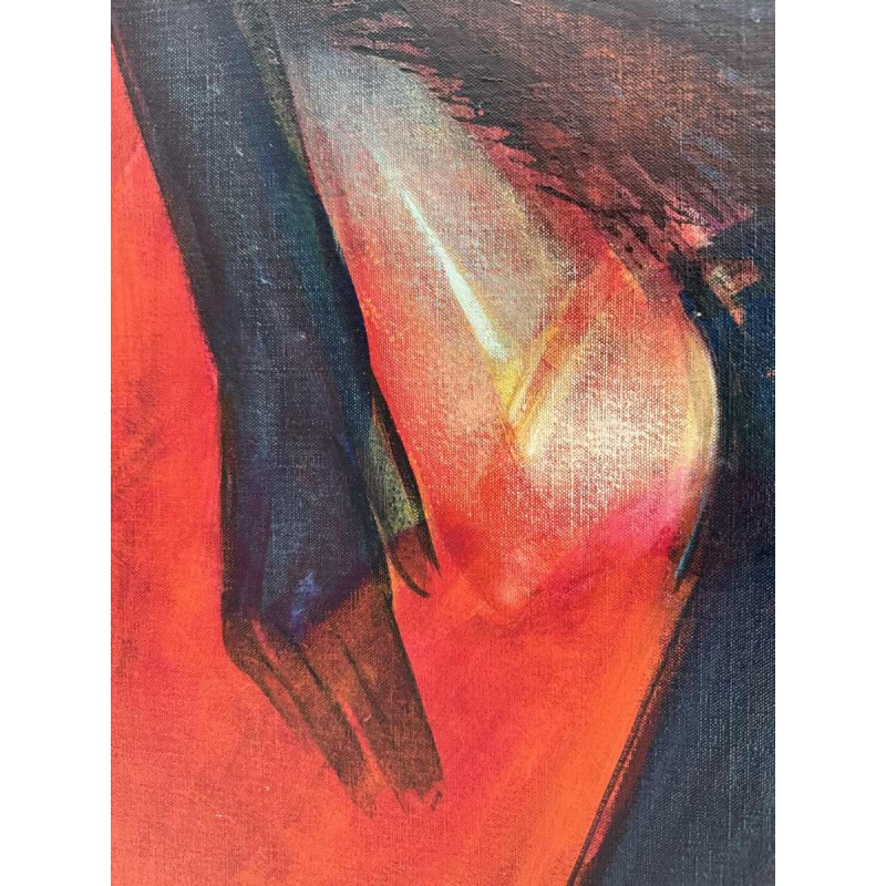 Simone TOUSSAINT « Le trophée » 80x70 cm schilderij oiie op doek