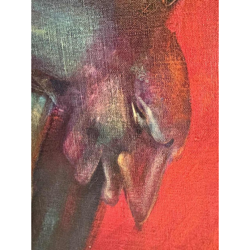 Simone TOUSSAINT « Le trophée » 80x70 cm schilderij oiie op doek