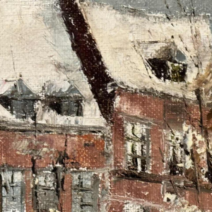 Alphonse CREPIN: « Namur - Place Maurice Servais sous la neige » around 1970