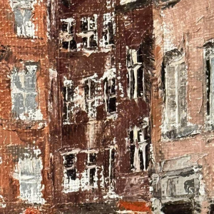 Alphonse CREPIN: « Namur - Place Maurice Servais sous la neige » rond 1970