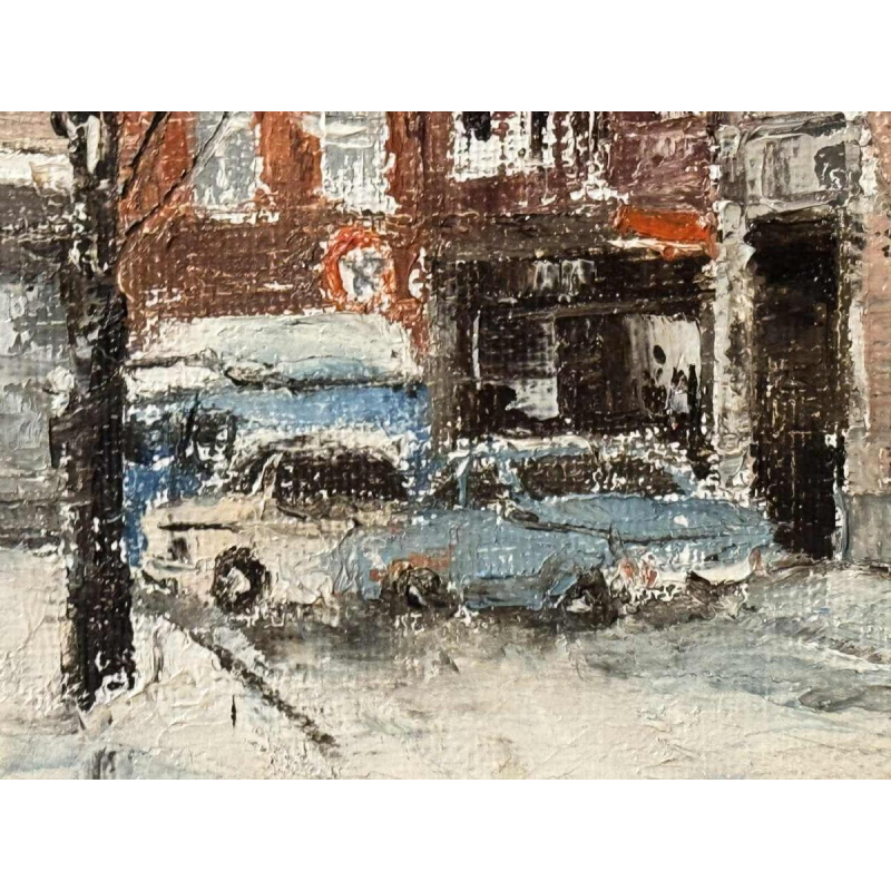 Alphonse CREPIN: « Namur - Place Maurice Servais sous la neige » around 1970