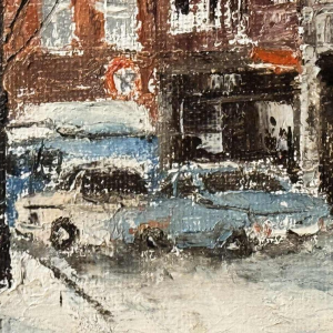 Alphonse CREPIN: « Namur - Place Maurice Servais sous la neige » around 1970