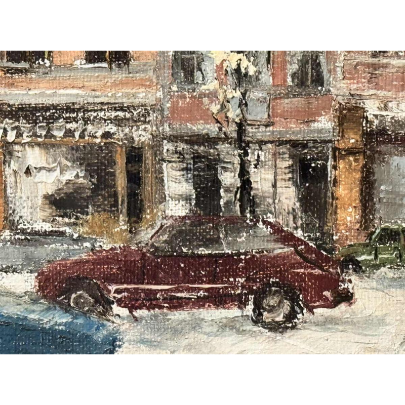 Alphonse CREPIN: « Namur - Place Maurice Servais sous la neige » vers 1970