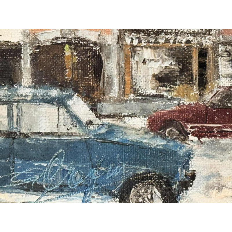 Alphonse CREPIN: « Namur - Place Maurice Servais sous la neige » around 1970