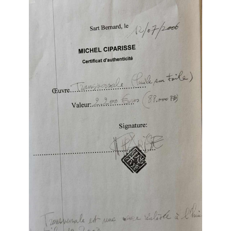 Michel Ciparisse « la transversale » peinture acrylique sur toile, 2003